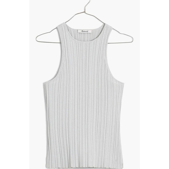 NWT Madewell The Signature Shimmer Knit Cutaway Sweater Tank Gray Size Small - Picture 1 of 5